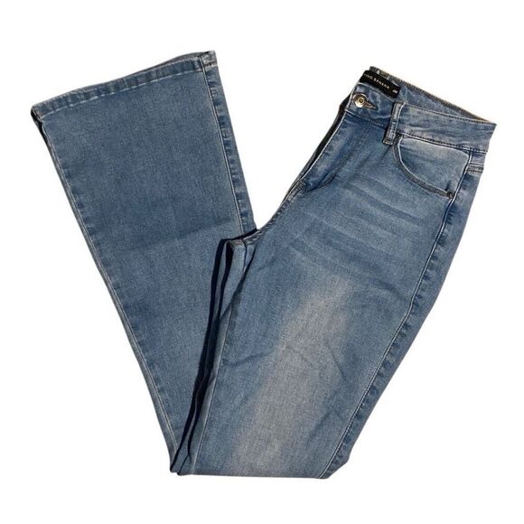 Flying Banana Denim - Flying Banana Mid-Rise Curvy Stretchy Bootcut Jeans Blue Denim Light Wash Size 4